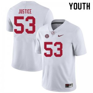 NCAA Youth Alabama Crimson Tide #53 Kevin Justice Stitched College 2021 Nike Authentic White Football Jersey GB17I57RN